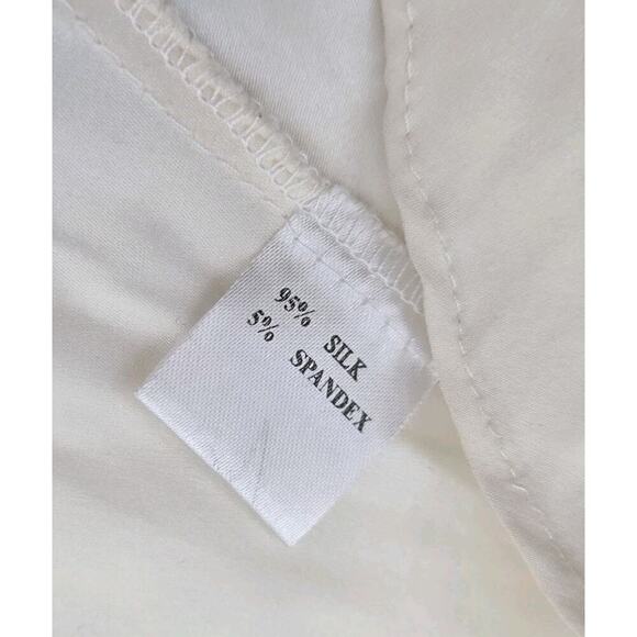 Lia Keys Top Womens Medium Black Cream Tank Silk Sequin New York Cowl Blouse - Picture 8 of 11